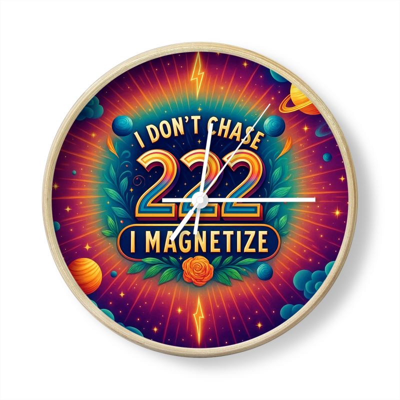 I Don’t Chase I Magnetize 222 Wall Clock – Angel Number Manifestation Decor | I Love Me Vibe - I love me vibe