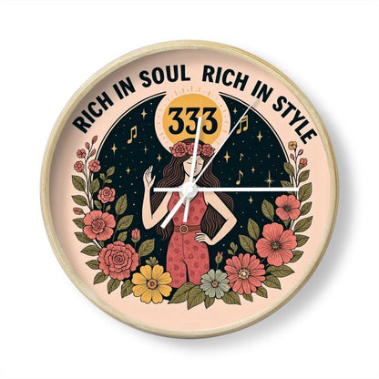 Rich in Soul, Rich in Style 333 Wall Clock – Confidence & Alignment Affirmation | I Love Me Vibe - I love me vibe