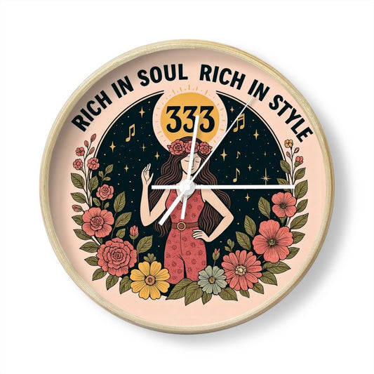 Rich in Soul, Rich in Style 333 Wall Clock – Confidence & Alignment Affirmation | I Love Me Vibe - I love me vibe