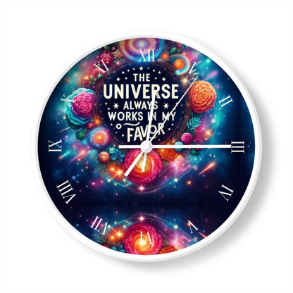 The Universe Always Works in My Favour Wall Clock – Manifestation & Abundance Decor | I Love Me Vibe - I love me vibe