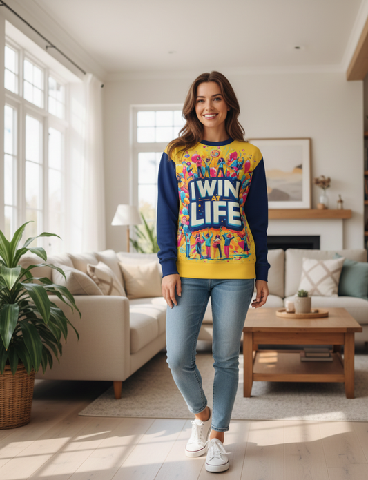 I Win at Life Woman's Sweatshirt - Success Mindset Affirmation Sweatshirt | I Love Me Vibe - I love me vibe