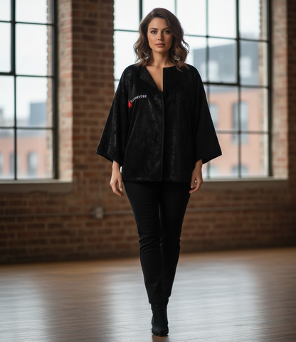 Handmade I Love Me Vibe Kimono Jacket with empowering design, featuring a stylish and comfortable fit for women.