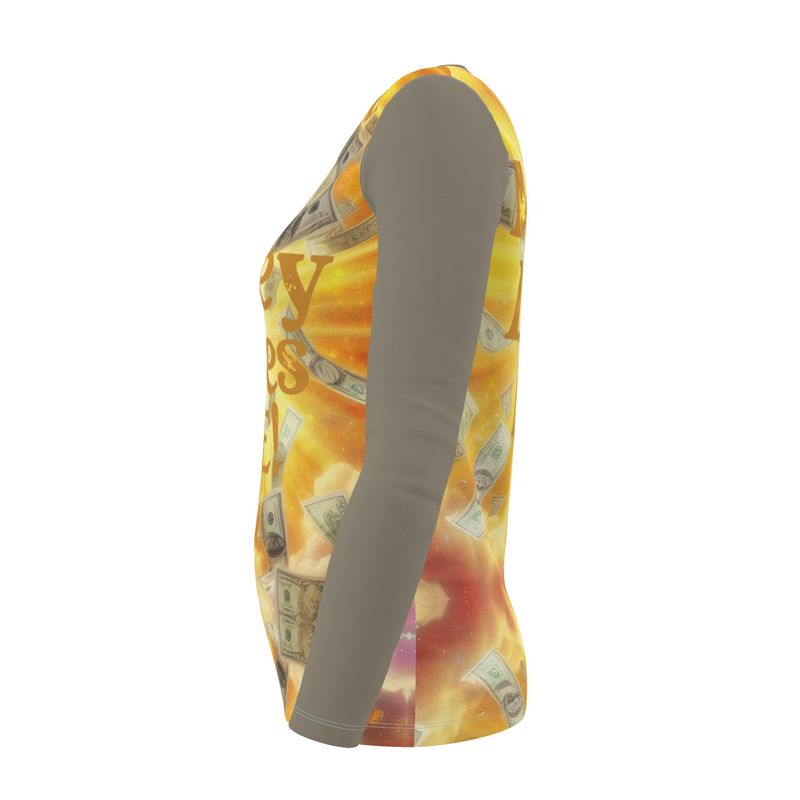 Money Loves Me Women’s Long Sleeve Shirt - Wealth & Abundance Affirmation Top | I Love Me Vibe - I love me vibe