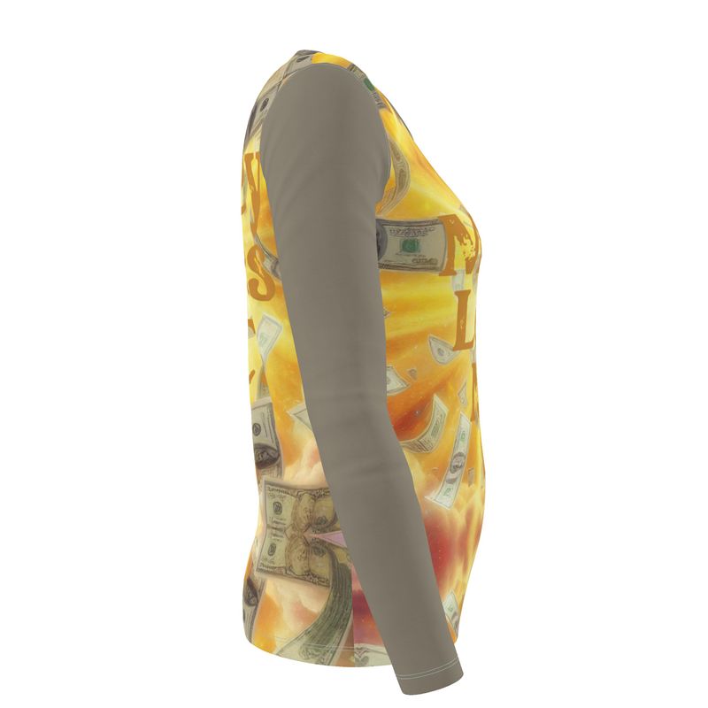 Money Loves Me Women’s Long Sleeve Shirt - Wealth & Abundance Affirmation Top | I Love Me Vibe - I love me vibe