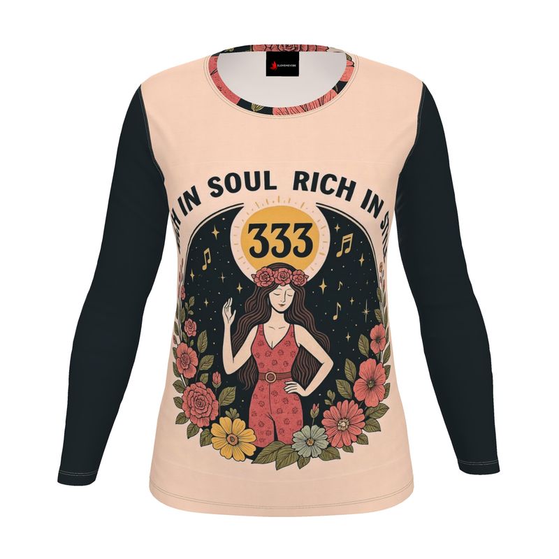 Rich in Soul, Rich in Style 333 Long Sleeve Shirt - Angel Number Affirmation Apparel & Empowerment Fashion | I Love Me Vibe - I love me vibe