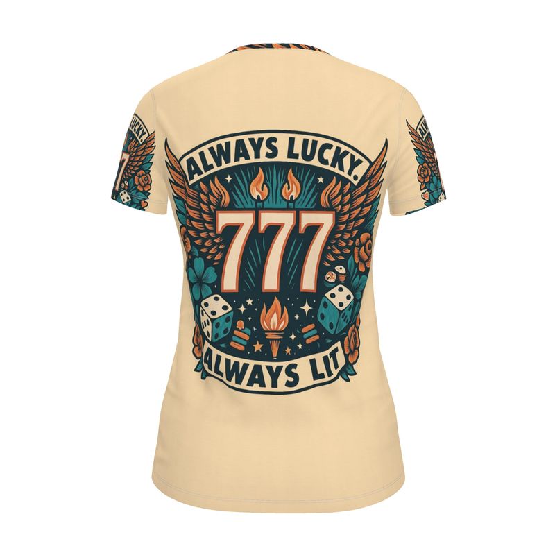 Always Lucky Always Lit 777 Women’s T-Shirt – Motivational Tee | I Love Me Vibe - I love me vibe