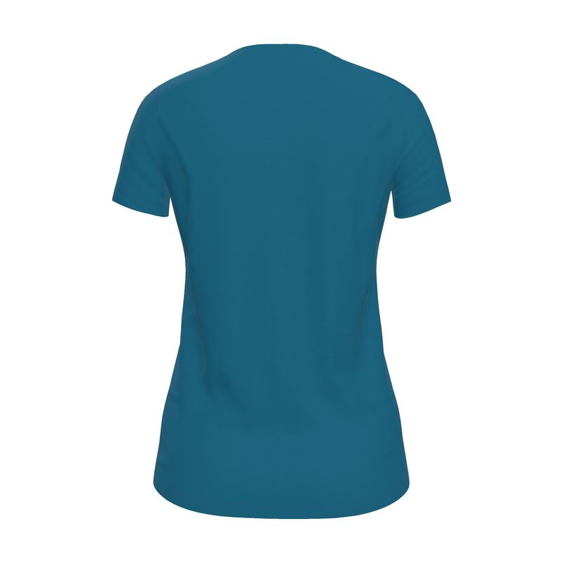 Blue women's T-shirt by I Love Me Vibe with "I Don't Chase, I Magnetize 222" affirmation, casual fit, recycled polyester fabric.