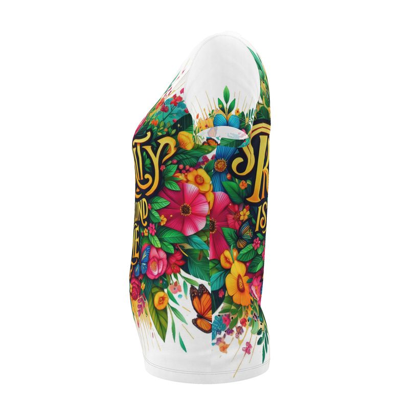 Women’s motivational T-shirt from I Love Me Vibe with "Prosperity Is My Second Name" slogan, made of recycled polyester, regular fit.