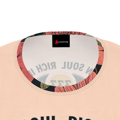 Rich in Soul, Rich in Style 333 Women's T-Shirt by I Love Me Vibe featuring angelic number affirmation on recycled poly fabric.