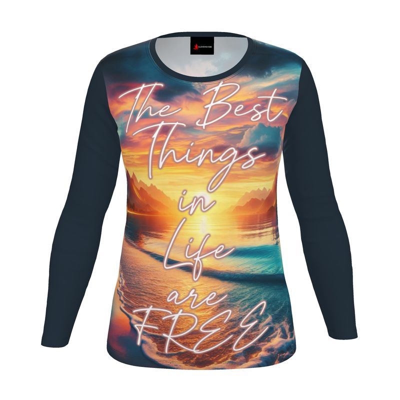 The Best Things in Life Are Free Women’s Long Sleeve Shirt - Gratitude Vibes | I Love Me Vibe - I love me vibe