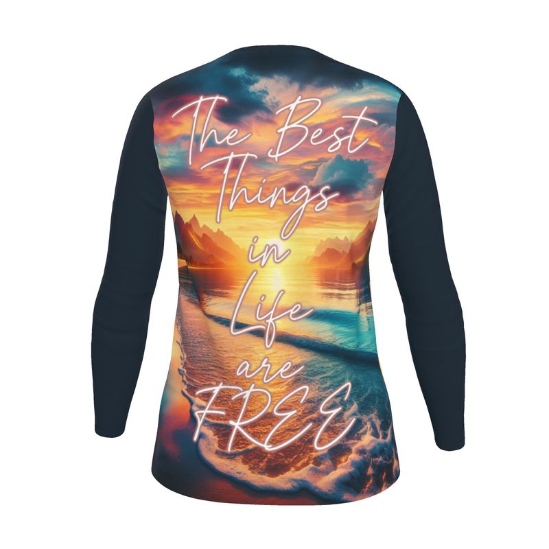 The Best Things in Life Are Free Women’s Long Sleeve Shirt - Gratitude Vibes | I Love Me Vibe - I love me vibe